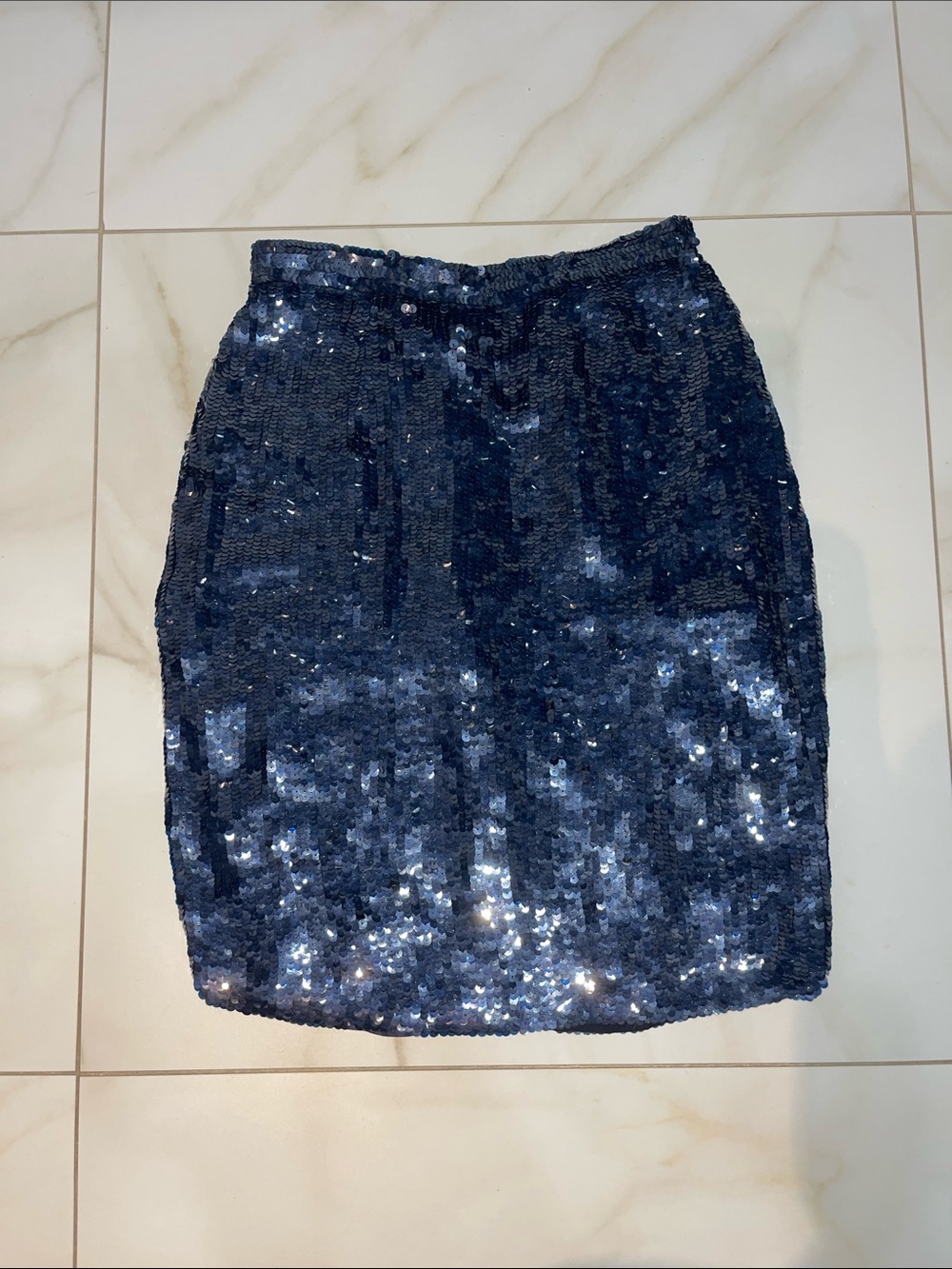 Lillie Rubin Vintage Navy Sequin Pencil Skirt Size 8- Women
